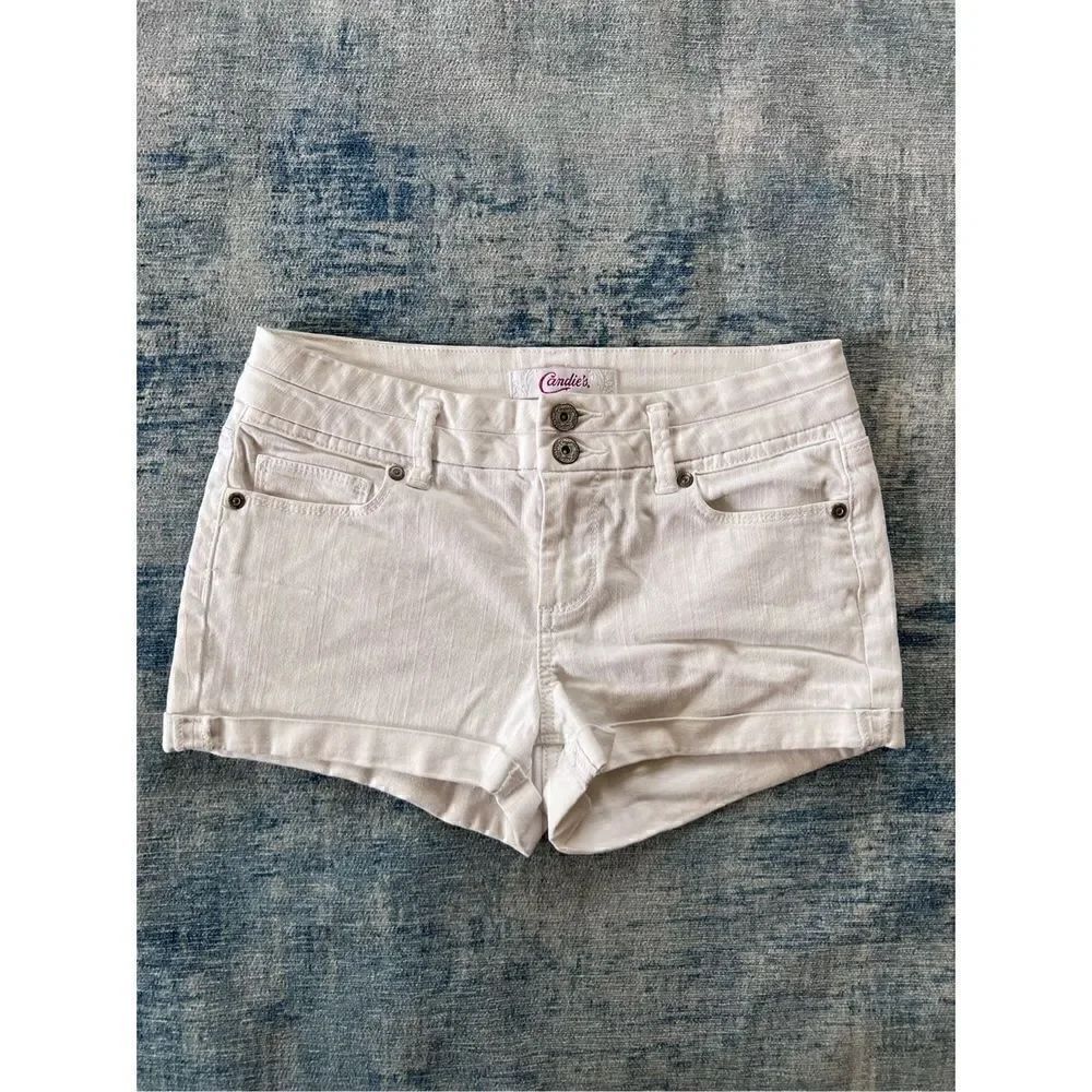 Candie's White Denim Cuffed Shorts Junior's 3